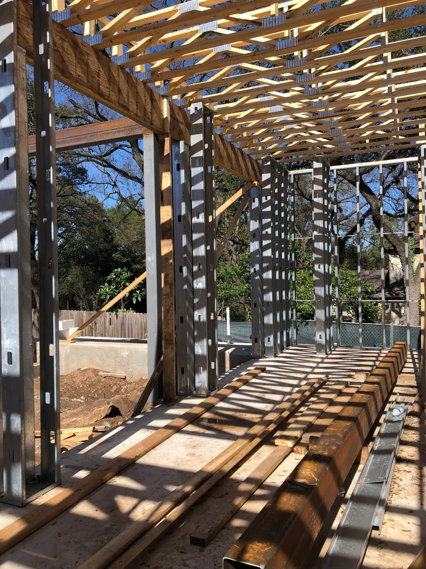 Structural framing under construction
