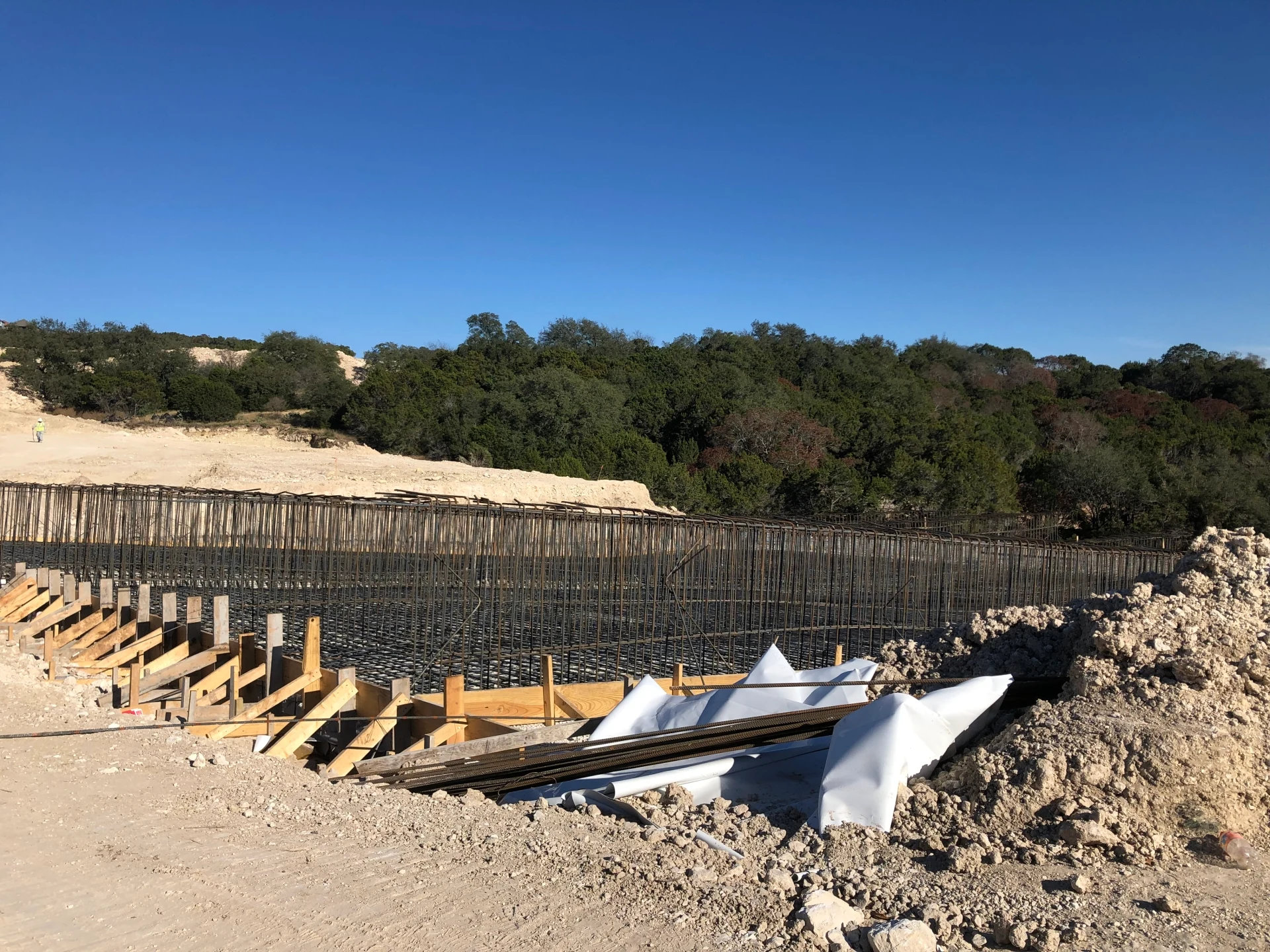 7-Box Culvert Concrete Structure Leander, TX New cast-in-place box culvert structure underneath new road going over an existing dam. — photo 2